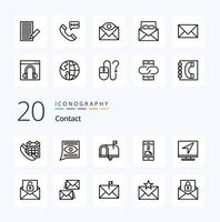 20 Contact Line icon Pack like contact us communication letter conversation contact vector