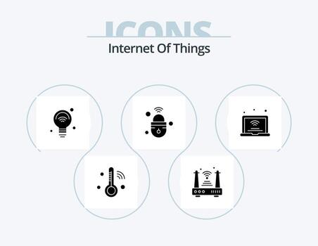 Internet Of Things Glyph Icon Pack 5 Icon Design. secure. iot. wifi. internet of things. iot vector