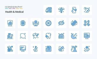 25 Health And Medical Blue icon pack vector