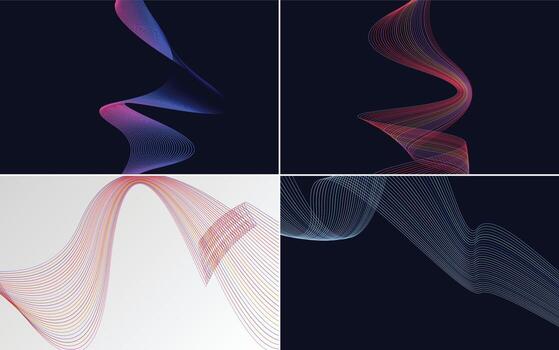 nuestro paquete de 4 fondos vectoriales incluye líneas onduladas y patrones geométricos vector