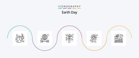 Earth Day Line 5 Icon Pack Including nuclear. medal. ecology. badge. ecology vector