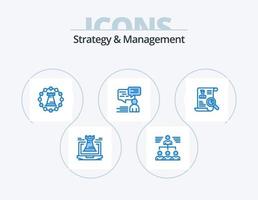 Strategy And Management Blue Icon Pack 5 Icon Design. support. chat. user. strategy. tower vector