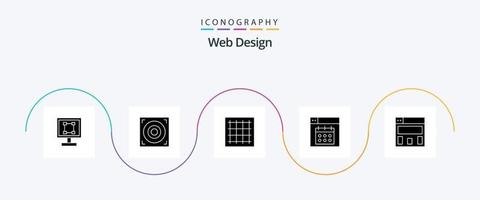 paquete de iconos de glifo 5 de diseño web que incluye diseño gráfico. calendario. red. diseño. software vector