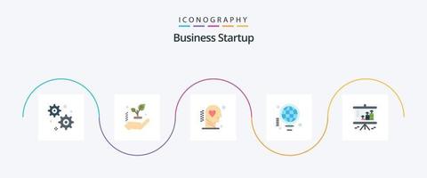 Business Startup Flat 5 Icon Pack Including graph. chart. process. analysis. business vector