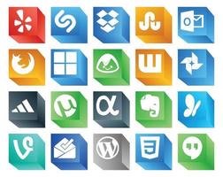 20 Social Media Icon Pack Including inbox msn basecamp evernote utorrent vector