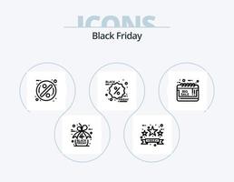 paquete de iconos de línea de viernes negro 5 diseño de iconos. viernes negro descuento. estrella. Navidad. promoción vector