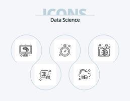 paquete de iconos de línea de ciencia de datos 5 diseño de iconos. línea de corriente. análisis de tiempo datos. tiempo. reloj vector