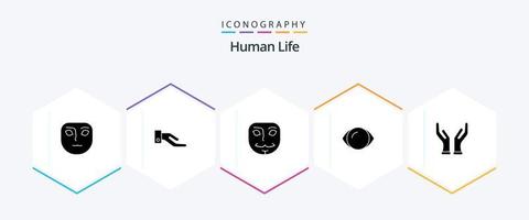 Human 25 Glyph icon pack including . hands. mask. caring. vision vector