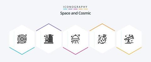 paquete de iconos de 25 líneas de espacio que incluye espacio. planeta. artesanía. espacio. bandera vector
