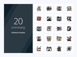 20 Statistical Analysis line Filled icon for presentation vector