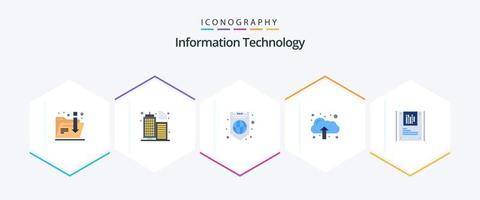 Information Technology 25 Flat icon pack including . data. protection. cryptography. upload vector
