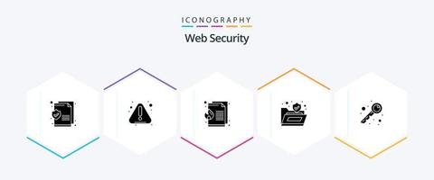 Web Security 25 Glyph icon pack including security. key. file. security. lock vector