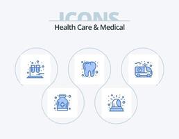 cuidado de la salud y diseño de icono azul médico icon pack 5. . salud. prueba. cuidado. diente vector