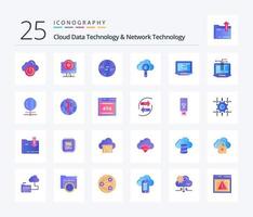 Cloud Data Technology And Network Technology 25 Flat Color icon pack including network. find. world . search. cloud vector