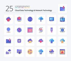 Cloud Data Technology And Network Technology 25 Flat Color icon pack including network. find. world . search. cloud vector