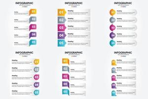 conjunto de infografías de ilustraciones vectoriales brillantes y llamativas para publicidad en folletos. volantes y revistas. vector