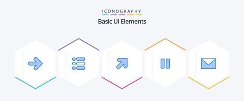 Basic Ui Elements 25 Blue icon pack including mail. sms. arrow. vedio. media vector