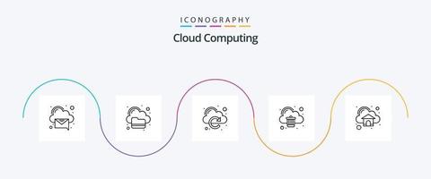 paquete de iconos de la línea 5 de computación en la nube que incluye la nube. nube. eliminar. nube vector