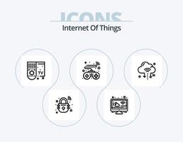Internet Of Things Line Icon Pack 5 Icon Design. car. signals. house. mobile signals. wifi vector