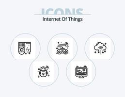 internet de las cosas icono de línea pack 5 diseño de iconos. auto. señales casa. señales móviles. Wifi vector