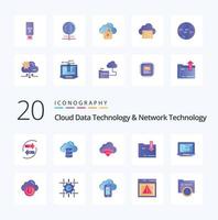 20 Cloud Data Technology And Network Technology Flat Color icon Pack like arrow dawonlod money  folder wifi vector