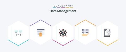 Data Management 25 Flat icon pack including server. control. connection. share. data vector