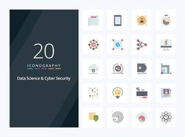 20 Data Science And Cyber Security Flat Color icon for presentation vector