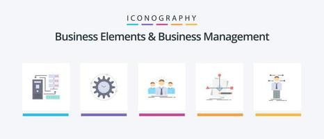 Business Elements And Business Managment Flat 5 Icon Pack Including foretelling. algorithm. productivity. leader. employee. Creative Icons Design vector