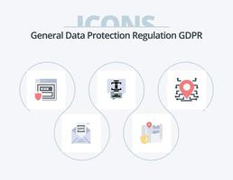 paquete de iconos planos gdpr 5 diseño de iconos. procesador. charla de seguridad seguridad. seguro. almacenamiento vector