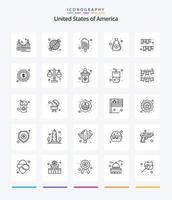 Creative Usa 25 OutLine icon pack  Such As cash. money. grill. dollar. food vector