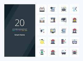 20 Smart Home Flat Color icon for presentation vector