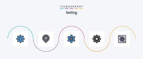 Setting Line Filled Flat 5 Icon Pack Including . gear. setting vector