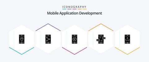 Mobile Application Development 25 Glyph icon pack including mobile. mobile. application. div. app development vector