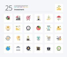 Investment 25 Flat Color icon pack including insurance. startup. bulb. investment. investment vector