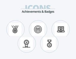 Achievements and Badges Line Icon Pack 5 Icon Design. . bag. laptop. target. point vector