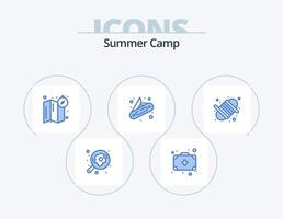 campamento de verano paquete de iconos azules 5 diseño de iconos. . soga. ubicación. equipo. bolsillo vector