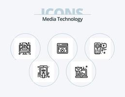 paquete de iconos de línea de tecnología de medios 5 diseño de iconos. director. hombre. carpeta. nube. sistema vector