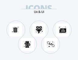 ux y ui glyph icon pack 5 diseño de iconos. mapa. problema de ayuda negocio. embudo. conversión vector