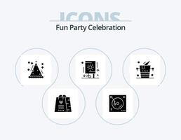 Party Glyph Icon Pack 5 Icon Design. champagne. party. cone. fireworks. celebration vector