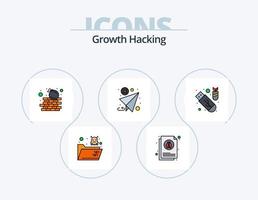 paquete de iconos llenos de línea de piratería 5 diseño de iconos. mensaje. desarrollo. objetivo. código. pérdida vector