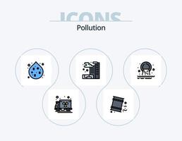 paquete de iconos lleno de línea de contaminación 5 diseño de iconos. gas. basura. gas. contaminación. ambiente vector