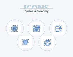 Economy Blue Icon Pack 5 Icon Design. economy. teller. banking. finance. business vector