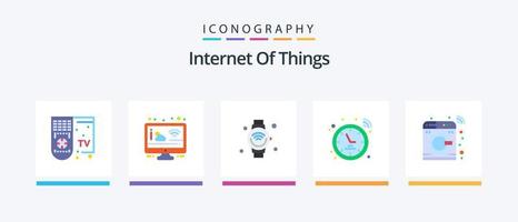 Internet de las cosas paquete de iconos planos 5 que incluye control. reloj inteligente. reloj inteligente. señal. Wifi. diseño de iconos creativos vector