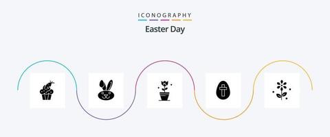 Easter Glyph 5 Icon Pack Including easter. sign. decoration. holiday. egg vector