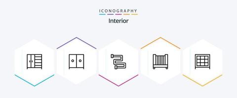 paquete de íconos interiores de 25 líneas que incluye . cuna. vector