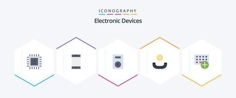 Devices 25 Flat icon pack including gadget. computers. products. add. call vector