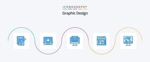 Graphic Design Blue 5 Icon Pack Including computer. presentation. increase. layout. screen vector