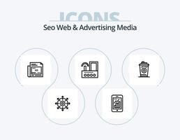 Seo Web And Advertising Media Line Icon Pack 5 Icon Design. board. mail box. files. post. pass vector