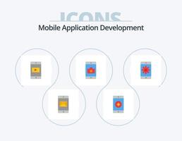 desarrollo de aplicaciones móviles paquete de iconos planos 5 diseño de iconos. aplicación movil. solicitud. móvil. cámara. móvil vector