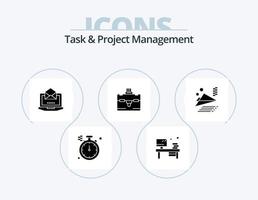 Task And Project Management Glyph Icon Pack 5 Icon Design. travel. bag . monitor. mail vector